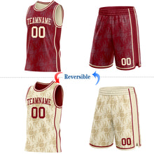 Load image into Gallery viewer, Custom Maroon-Cream Side Panel Stripe Sun Flame Reversible Double Side Sublimation Basketball Set Jersey
