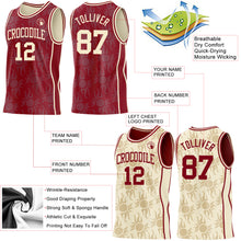 Load image into Gallery viewer, Custom Maroon-Cream Side Panel Stripe Sun Flame Reversible Double Side Sublimation Basketball Set Jersey
