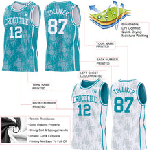 Загрузить изображение в средство просмотра галереи, Custom Teal-White Side Panel Stripe Sun Flame Reversible Double Side Sublimation Basketball Set Jersey
