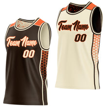 Load image into Gallery viewer, Custom Brown Cream-Orange Side Panel Stripe Geometric Triangle Gradient Dot Reversible Double Side Sublimation Basketball Set Jersey
