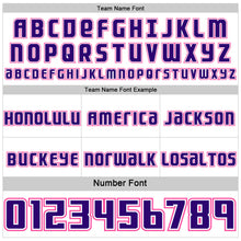 Load image into Gallery viewer, Custom White Purple-Pink Side Panel Stripe Geometric V-Cut Color Block Reversible Double Side Sublimation Basketball Set Jersey
