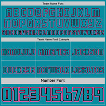Charger l'image dans la galerie, Custom Teal Pink-Black Side Panel Stripe Geometric V-Cut Color Block Reversible Double Side Sublimation Basketball Set Jersey
