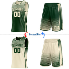 Load image into Gallery viewer, Custom Green-Cream Side Panel Stripe Gradient Geometric Honeycomb Reversible Double Side Sublimation Basketball Set Jersey
