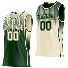 Load image into Gallery viewer, Custom Green-Cream Side Panel Stripe Gradient Geometric Honeycomb Reversible Double Side Sublimation Basketball Set Jersey
