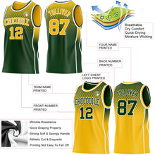 Загрузить изображение в средство просмотра галереи, Custom Green Gold-White Side Panel Stripe Gradient Geometric Honeycomb Reversible Double Side Sublimation Basketball Set Jersey
