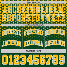 Загрузить изображение в средство просмотра галереи, Custom Green Gold-White Side Panel Stripe Gradient Geometric Honeycomb Reversible Double Side Sublimation Basketball Set Jersey
