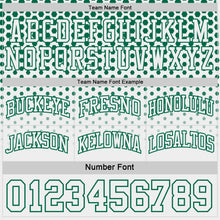 Laden Sie das Bild in den Galerie-Viewer, Custom Kelly Green-White Side Panel Stripe Gradient Geometric Honeycomb Reversible Double Side Sublimation Basketball Set Jersey
