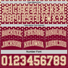 Laden Sie das Bild in den Galerie-Viewer, Custom Maroon-Cream Side Panel Stripe Gradient Geometric Honeycomb Reversible Double Side Sublimation Basketball Set Jersey
