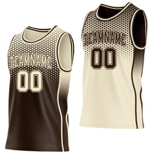 Load image into Gallery viewer, Custom Brown-Cream Side Panel Stripe Gradient Geometric Honeycomb Reversible Double Side Sublimation Basketball Set Jersey
