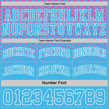 Load image into Gallery viewer, Custom Pink Sky Blue-White Side Panel Stripe Gradient Geometric Honeycomb Reversible Double Side Sublimation Basketball Set Jersey
