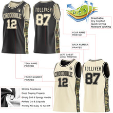 Charger l'image dans la galerie, Custom Black-Cream Camo Side Panel Stripe Reversible Double Side Sublimation Basketball Set Jersey
