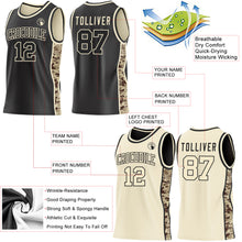 Charger l'image dans la galerie, Custom Black-Cream Digital Camo Side Panel Stripe Reversible Double Side Sublimation Basketball Set Jersey
