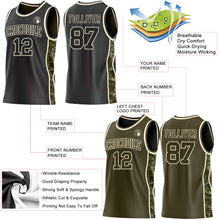 Charger l'image dans la galerie, Custom Black(Olive)-Cream Digital Camo Side Panel Stripe Reversible Double Side Sublimation Basketball Set Jersey
