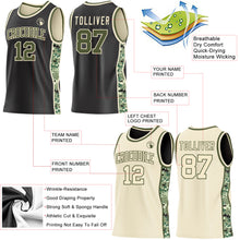 Charger l'image dans la galerie, Custom Black Olive-Cream Digital Camo Side Panel Stripe Reversible Double Side Sublimation Basketball Set Jersey
