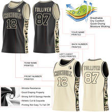 Charger l'image dans la galerie, Custom Black-Cream Digital Camo Side Panel Stripe Reversible Double Side Sublimation Basketball Set Jersey
