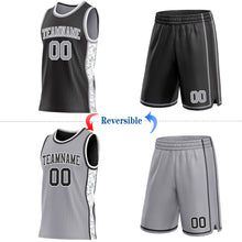 Charger l'image dans la galerie, Custom Black Gray-White Arctic Camo Side Panel Stripe Reversible Double Side Sublimation Basketball Set Jersey
