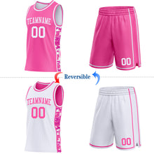 Laden Sie das Bild in den Galerie-Viewer, Custom Pink-White Camo Side Panel Stripe Reversible Double Side Sublimation Basketball Set Jersey
