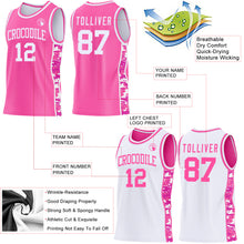 Laden Sie das Bild in den Galerie-Viewer, Custom Pink-White Camo Side Panel Stripe Reversible Double Side Sublimation Basketball Set Jersey
