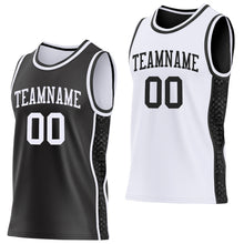 Charger l'image dans la galerie, Custom Black-White Mamba Snakeskin Side Panel Stripe Reversible Double Side Sublimation Basketball Set Jersey
