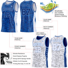 Charger l'image dans la galerie, Custom Royal Light Blue-White Side Panel Stripe Stars Geometric Shatter Starburst Reversible Double Side Sublimation Basketball Set Jersey
