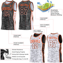 Charger l'image dans la galerie, Custom Black White-Orange Side Panel Stripe Stars Geometric Shatter Starburst Reversible Double Side Sublimation Basketball Set Jersey
