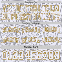 Charger l'image dans la galerie, Custom Black Old Gold-White Side Panel Stripe Stars Geometric Shatter Starburst Reversible Double Side Sublimation Basketball Set Jersey
