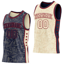 Charger l'image dans la galerie, Custom Navy Maroon-Cream Side Panel Stripe Stars Geometric Shatter Starburst Reversible Double Side Sublimation Basketball Set Jersey
