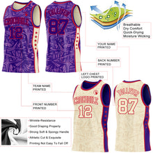 Charger l'image dans la galerie, Custom Purple Red-Cream Side Panel Stripe Stars Geometric Shatter Starburst Reversible Double Side Sublimation Basketball Set Jersey
