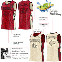 Charger l'image dans la galerie, Custom Maroon Black-Cream Side Panel Stripe Stars Geometric Shatter Starburst Reversible Double Side Sublimation Basketball Set Jersey
