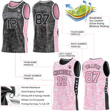 Charger l'image dans la galerie, Custom Black White-Light Pink Side Panel Stripe Stars Geometric Shatter Starburst Reversible Double Side Sublimation Basketball Set Jersey
