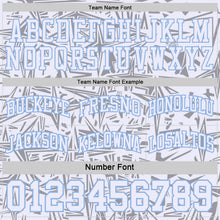 Charger l'image dans la galerie, Custom White Light Blue-Navy Side Panel Stripe Stars Geometric Shatter Starburst Reversible Double Side Sublimation Basketball Set Jersey
