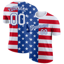 Load image into Gallery viewer, Custom Royal White-Red 3D American Flag Performance T-Shirt
