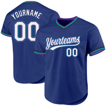 Загрузить изображение в средство просмотра галереи, Custom Royal Purple-Teal Authentic Throwback Baseball Jersey
