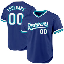 Charger l&#39;image dans la galerie, Custom Royal White-Teal Authentic Throwback Baseball Jersey

