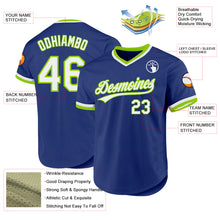 Laden Sie das Bild in den Galerie-Viewer, Custom Royal White-Neon Green Authentic Throwback Baseball Jersey
