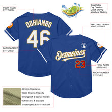 Charger l&#39;image dans la galerie, Custom Royal Red-Old Gold Mesh Authentic Throwback Baseball Jersey
