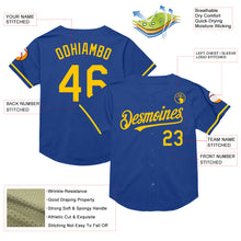 Charger l&#39;image dans la galerie, Custom Royal Yellow Mesh Authentic Throwback Baseball Jersey
