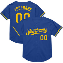 Charger l&#39;image dans la galerie, Custom Royal Yellow Mesh Authentic Throwback Baseball Jersey
