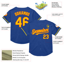 Charger l&#39;image dans la galerie, Custom Royal Yellow-Orange Mesh Authentic Throwback Baseball Jersey
