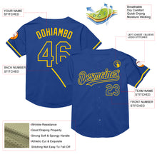 Charger l&#39;image dans la galerie, Custom Royal Yellow Mesh Authentic Throwback Baseball Jersey
