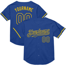 Charger l&#39;image dans la galerie, Custom Royal Yellow Mesh Authentic Throwback Baseball Jersey
