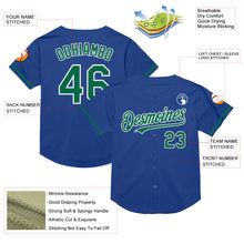 Load image into Gallery viewer, Custom Royal Kelly Green-White Mesh Authentic Throwback Baseball Jersey
