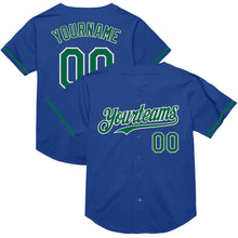 Load image into Gallery viewer, Custom Royal Kelly Green-White Mesh Authentic Throwback Baseball Jersey
