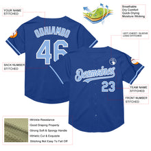 Load image into Gallery viewer, Custom Royal Light Blue-White Mesh Authentic Throwback Baseball Jersey
