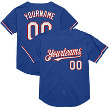 Load image into Gallery viewer, Custom Royal White-Red Mesh Authentic Throwback Baseball Jersey
