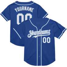 Load image into Gallery viewer, Custom Royal White-Light Blue Mesh Authentic Throwback Baseball Jersey

