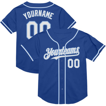 Custom Royal White-Light Blue Mesh Authentic Throwback Baseball Jersey