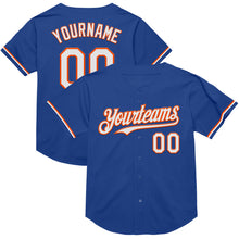 Load image into Gallery viewer, Custom Royal White-Orange Mesh Authentic Throwback Baseball Jersey
