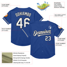 Load image into Gallery viewer, Custom Royal White-Black Mesh Authentic Throwback Baseball Jersey
