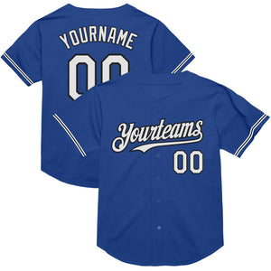 Custom Royal White-Black Mesh Authentic Throwback Baseball Jersey